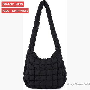 Puffer Quilted Shoulder Bag Lightweight Nylon Tote Padded Purse